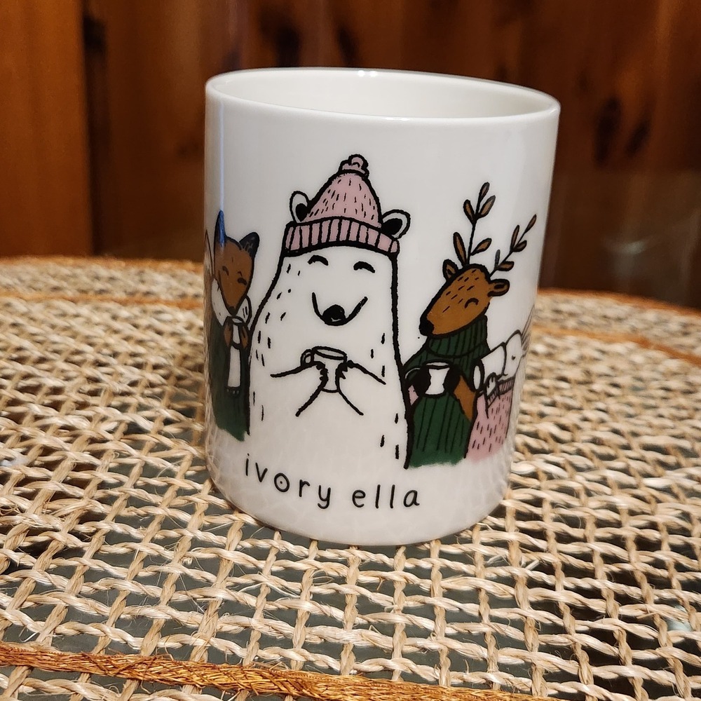 Ivory Ella Mug Cute Winter Animals Polar Bear Fox Deer Rabbit Coffee Cup‎